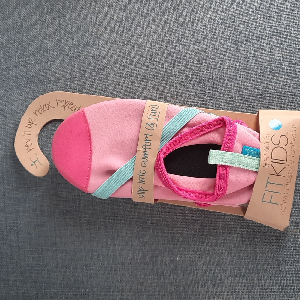 Fitkick Kids Indoor Outdoor Slip On Slipper Shoes Flexible Pink Blue Childs Flat